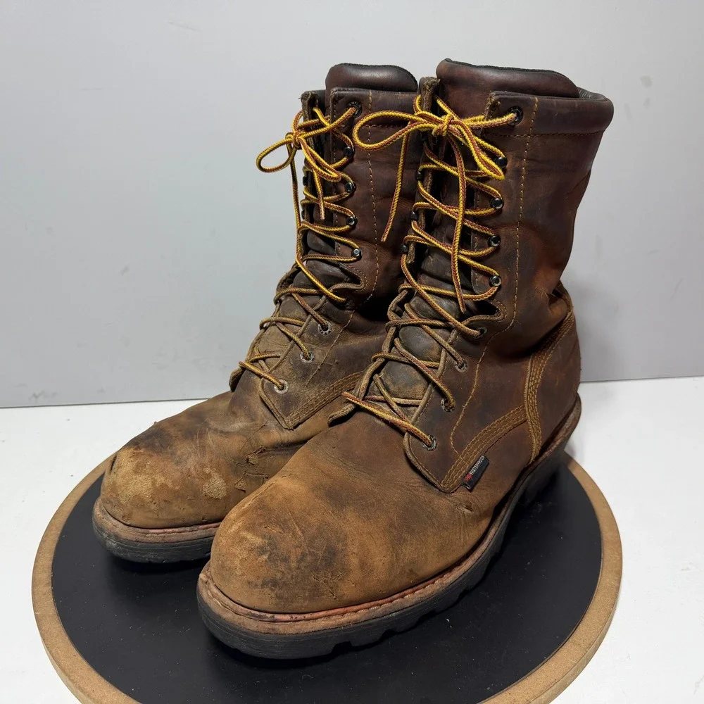 Red Wing Shoes 4420 Men 11.5 D Steel‎ Toe Work Boots Brown Leather Vibram